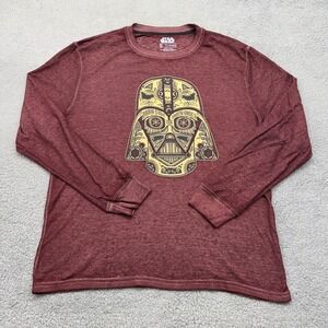 FifthSun Star Wars Mens XL Darth Vader Sugar Skull Red Graphic L/S Thermal Shirt